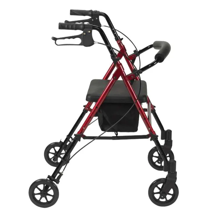 Adjustable Seat Height Rollator in Red Side View.jpg